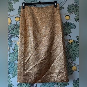 J. Crew Gold Metallic Textured Pencil Skirt